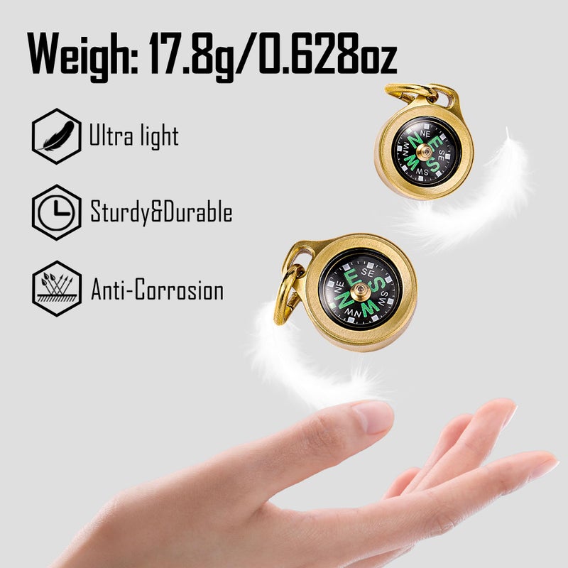 MecArmy CMP/CMP2 Mini Compass- Meaningful Graduation Birthday Gifts for Men Women, EDC Titanium/Brass/Copper Pocket Compass for Hiking SurvivaI, IPX5 Waterproof, Glow in The Dark, Necklace Pendant - Image 4